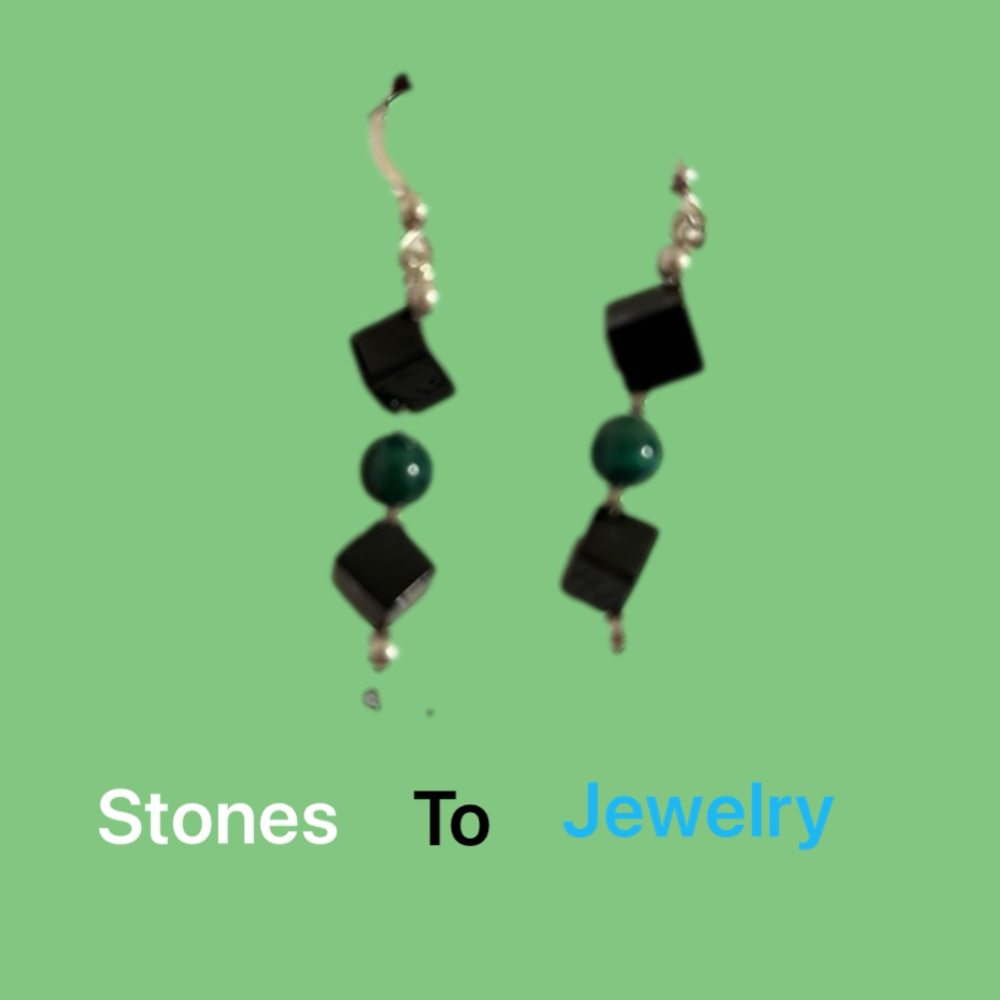 Handmade Malachite, Onyx & Fair Trade Silver earrings Stones To Jewelry, NWTs